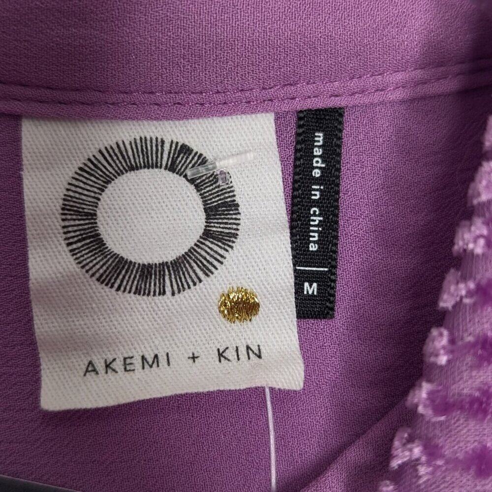 Anthropologie Akemi Kin Orchid Purple Velvet Striped Tunic Duster Long Sleeve M - Picture 3 of 7